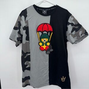 Switch Parachuting Teddy Bear Shirt Mens 2XL Black Gray Camo Embroidered